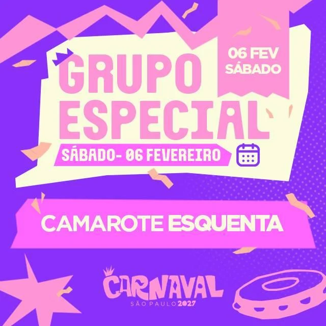 Arte oficial — Carnaval de São Paulo 2027 - Camarote Esquenta - Especial - Sábado