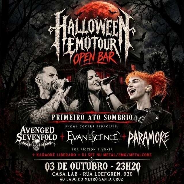 Arte oficial — Halloween Emotour - Primeiro Ato Sombrio | Open Bar
