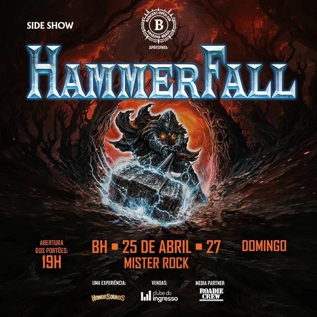 Arte oficial — HammerFall - Glory To The Brave & Hymns Latin América 2027 - Belo Horizonte