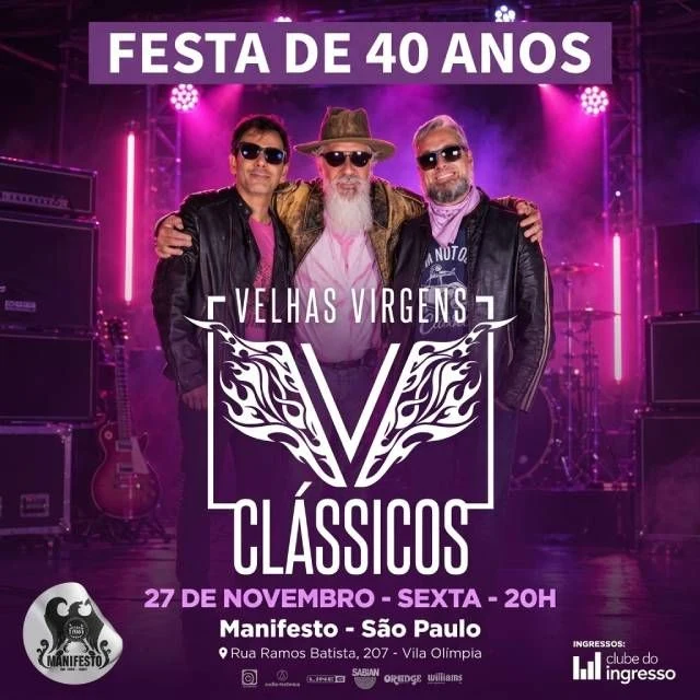 Arte oficial — Velhas Virgens Festa de 40 Anos - Clássicos!