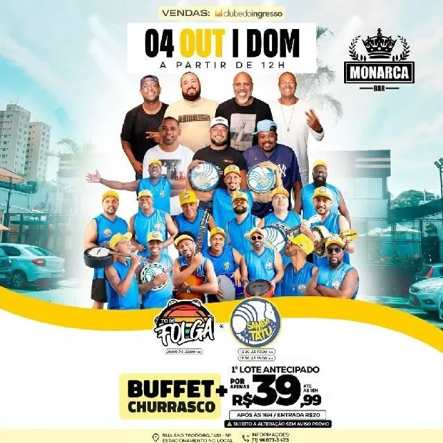 Arte oficial — Tô de Folga + Samba Tatu — Monarca Bar