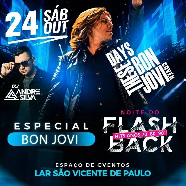 Arte oficial — Noite do Flash Back Hits Anos 70' 80' 90' Especial Bon Jovi