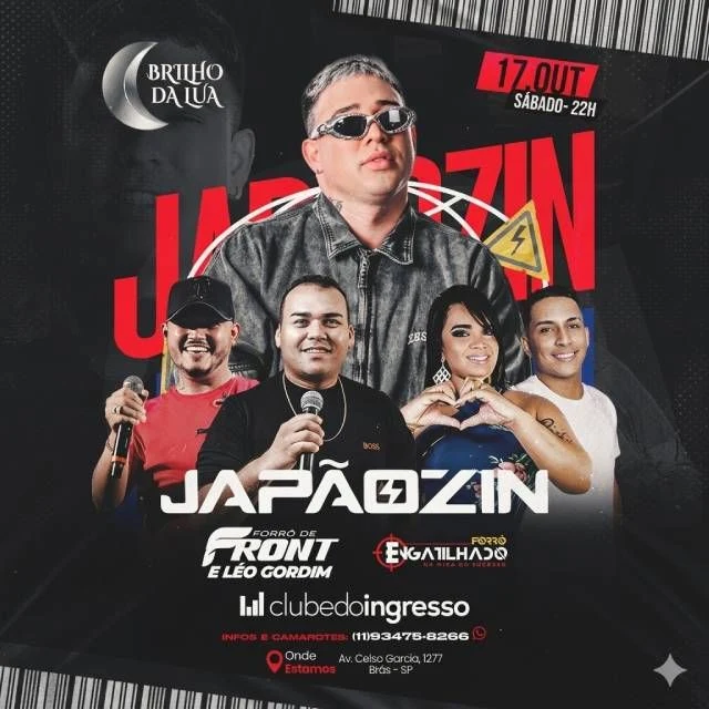 Arte oficial — Japãozin + Forró de Front e Léo Gordim no Brilho da Lua